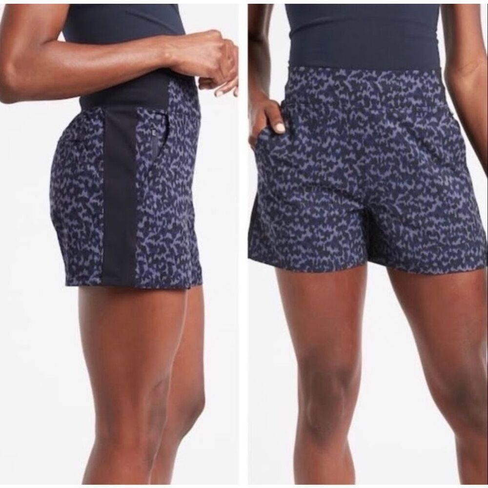 Athleta Brooklyn Printed Shorts Allure Navy Leopard Size 4